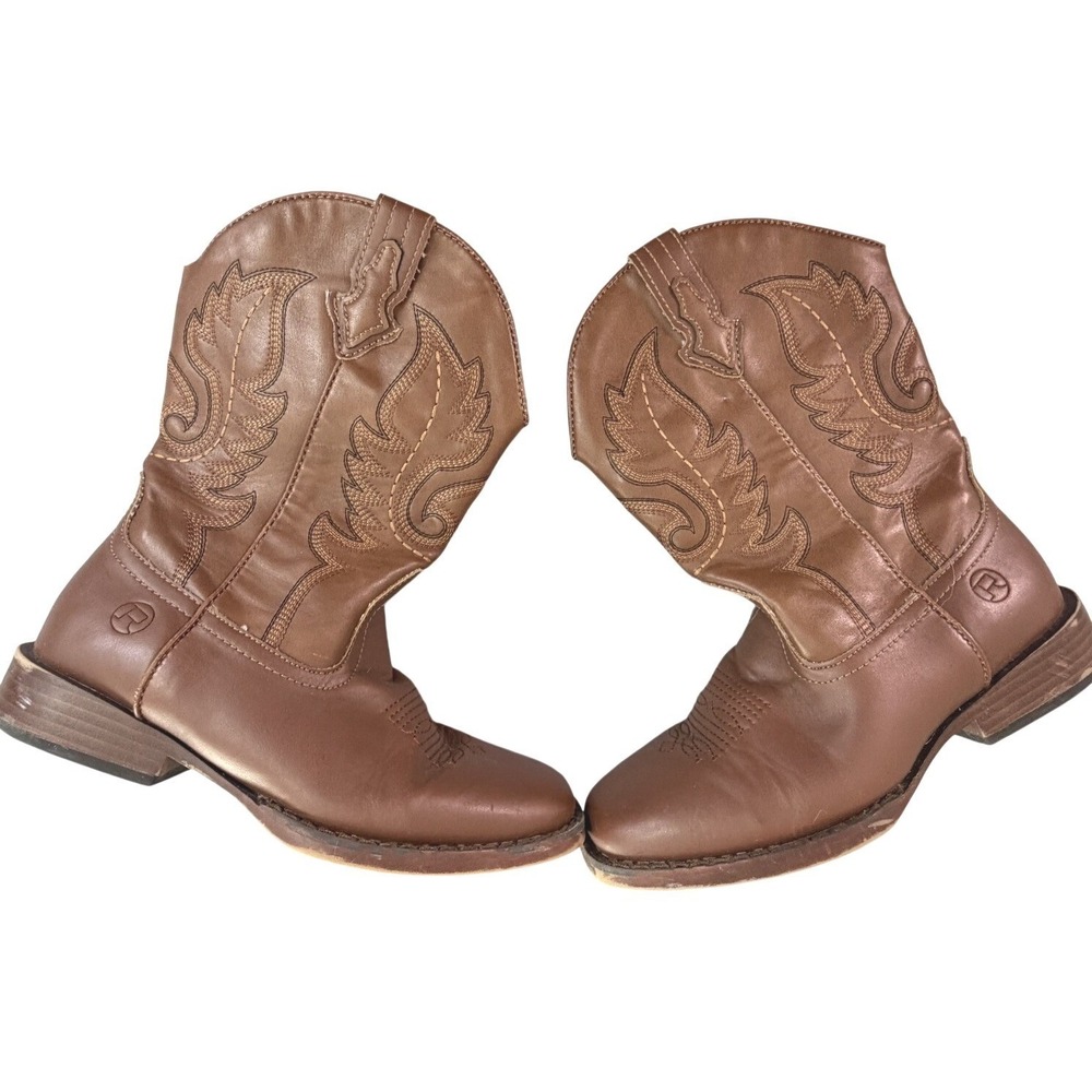 Roper Kids‎ Brown Faux Leather Western Cowboy Boots Size 3 09-018-1900-1701